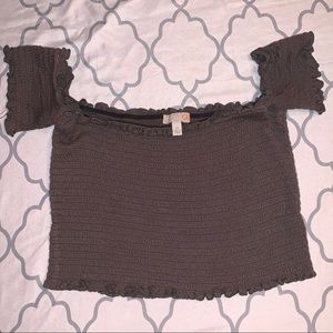 Gianni Bini Olive color off shoulder top